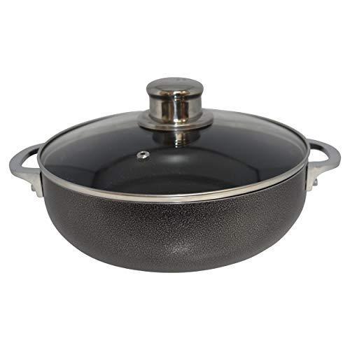 lot 8867 image: IMUSA USA 6.9Qt Nonstick Charcoal Hammered Caldero (Dutch Oven) with Glass Lid and Steam Vent