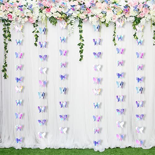 lot 5823 image: 3D Butterfly Hanging Garlands Butterfly Laser Paper Party Streamers Decoration for Wedding Home Party Birthday Decorations Butterfly Baby Shower Decorations (4 Pieces)