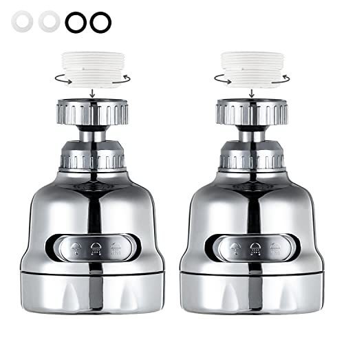 lot 9166 image: Faucet Sprayer Attachment, 360 Degree Rotating Faucet Aerator Accessories, 3 Mode Adjustable Kitchen Sink Tap Head Water Saving Extend Nozzle Chrome Plated,(Pack of 2)