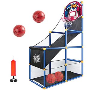 lot 9006 image: JOYIN Kids Arcade Basketball Game Set with 4 Balls and Hoop for Kids Indoor Outdoor Sport Play - Easy Set Up - Air Pump Included - Ideal for Games and Competition
