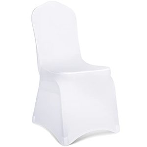 lot 9008 image: Babenest Spandex Chair Covers, 10PCS Upgraded Stretch Washable Fitted Banquet Chair Slipcovers, Universal Elastic Dining Room Chair Protector for Wedding Party Holiday Celebration (White)