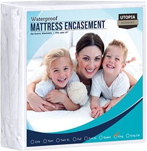 lot 9253 image: Utopia Bedding Zippered Mattress Encasement King - 100% Waterproof and Bed Bug Proof Mattress Protector - Absorbent, Six-Sided Mattress Cover