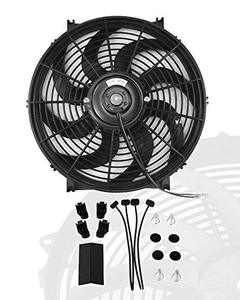 lot 9255 image: 12 inch Slim Fan Push Pull Electric Radiator Cooling Fans 12V Mount Kit Universal Black