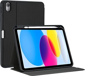 lot 9257 image: ProCase for 2022 iPad 10th Generation Case with Pencil Holder, Slim Stand Protective Folio Book Cover for iPad 10.9 inch 2022 A2696 A2757 A2777 -Black