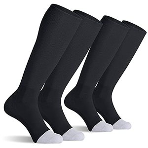 lot 9258 image: CELERSPORT 2 Pack Baseball Soccer Softball Socks For Youth Kids Men Women Multi-sport Tube Socks Black Large