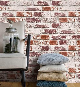 lot 9259 image: Red Brick Wallpaper Peel and Stick Wallpaper Brick Contact Paper for Walls Faux 3D Brick Wallpaper Self-Adhesive Removable Wallpaper for Kitchen Backsplash Wallpaper for Bedroom Waterproof 17.7x393