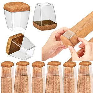 lot 9268 image: Upgrade Small Large Clear Chair Leg Floor Protectors for Hardwood Floors Easy Sliding Anti-Scratch Rubber, Furniture Chair Leg Covers with Felt Pad Keeps Silence(Square,Brown-M)
