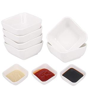 lot 9279 image: Belinlen 3 Ounce 6 Pack Ceramic Dip Bowls Set Porcelain Dip Mini Bowls Soy Sauce DishBowls - Good for Tomato Sauce, Soy, BBQ and Other Party Dinner (White)