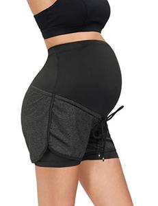 lot 9286 image: Maternity Shorts Womens Casual Pregnancy Shorts Stretchy Exercise Shorts 2XL