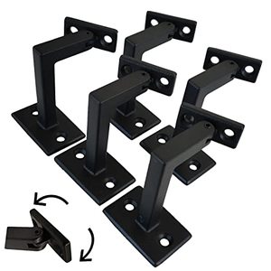 lot 9298 image: Langdoly 3-38in High Swivel Handrail Brackets for Staircase Stair Railing Heavy Duty Black Brackets with Screws (Pack of 5) (Textured Black)