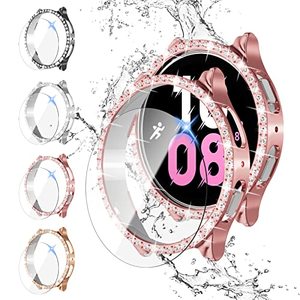 lot 9306 image: 44 Pack Bling Diamond Case for Galaxy Watch 5Galaxy Watch 4 Screen Protector 44mm,Anti-Fog Tempered Glass Protective Film and Hard PC Cover Bumper,Samsung Watch 54 Smartwatch Accessories for Women