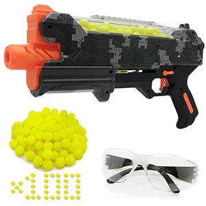 lot 9313 image: Blaster Gun with Protective Goggles and Rounds for Boys and Girls Up to 110 FPS Compatible with Nerf Hyper Rounds Darts, Easy Reload, Holds Up to 50 Rounds (Camo)