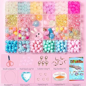 lot 9315 image: Jwxstore Beads for Girls Toys Kids Bracelets Making Kit Bead Art and Craft Kits DIY Bracelets Necklace Hairband and Rings Toy Making Kit for Age 4 5 6 7 8 9 10 11 12 Year Old Girl Christmas Gifts