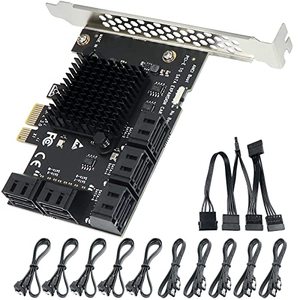 lot 9316 image: SATA Expansion Card 10 Ports, SATA PCIe Card,6Gbps PCI Express x1 to SATA 3.0 Controller Card for Windows XP7810 SSD HDD