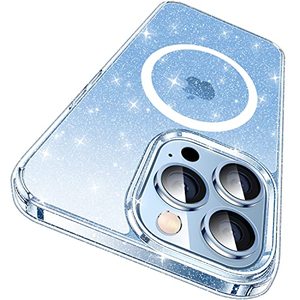 lot 9317 image: CASEKOO Twinkle Star Magnetic Phone Case for iPhone 13 Pro Max, Clear Glitter Not Yellow Protection, Sparkly Shiny Bling Slim Protective Shockproof Phone Case for Women Girls, Glitter
