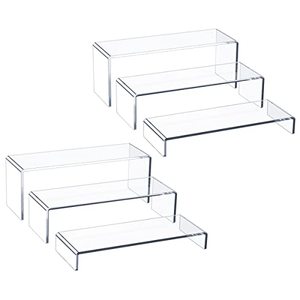 lot 9344 image: HIIMIEI Acrylic Display Riser, 6 Pcs 12in Large Acrylic Risers, Thickened to 5mm Clear Rectangular Display Shelf for Cupcake Stand, Collectibles Display and Retail Showcase, Tiered Display Stand for gemstone, curio, Anime figurines