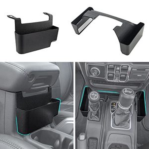 lot 9345 image: PIMCAR 2PCS Upgrade Accessories Compatible with Jeep Wrangler JLJLU 2018-2022 2023 & Gladiator JT Truck 2020-2023 Gear Shift Side Organizer and Center Console Hanging Storage Box (Not for JKJKU)