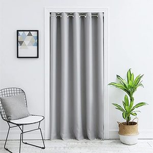 lot 9358 image: WPKIRA Window Treatments Door Curtain Solid Color Curtain Window Panel Room Divider W39 by L78 Inch 1 Panel Light Grey