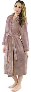 lot 9375 image: NY Threads Womens Fleece Bathrobe - Shawl Collar Soft Plush Spa Robe (Medium, Taupe)