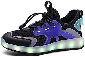 lot 9381 image: AoSiFu Kids Light Up Shoes Girls Boys Sneakers Breathable Led Flashing Sneakers USB Charge Purple30
