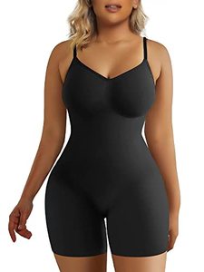 lot 9397 image: SHAPERX Shapewear for Women Tummy Control Bodysuit Mid Thigh Butt Lifter Body Shaper Shorts,SZ5218-Black-LXL