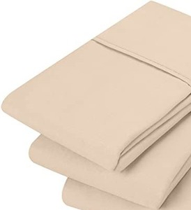 lot 9411 image: Utopia Bedding King Pillowcases - 2 Pack - Envelope Closure - Soft Brushed Microfiber Fabric - Shrinkage and Fade Resistant Pillow Covers 20 X 40 (King, Beige)