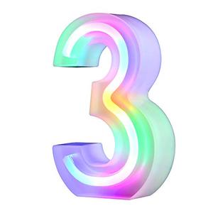 lot 9429 image: Neon Letter Lights 26 Alphabet Letter Bar Sign Letter Signs for Wedding Christmas Birthday Partty Supplies,USBBattery Powered Light Up Letters for Home Decoration-Colourful 3