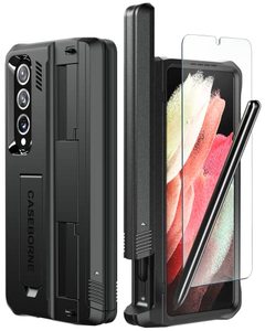 lot 9597 image: CaseBorne V Compatible with Samsung Galaxy Z Fold 4 Case - Full Body Protective Case with Semi-Auto Hinge Cover, Tempered Glass Screen Protector, Kickstand and S Pen Holder (Black)