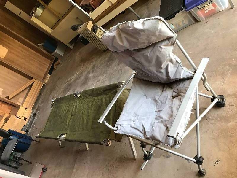 lot 2314 image: Army Style Cot and Folding Chair