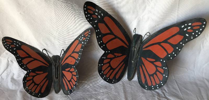 lot 2320 image: Big Butterflies - Metal Wall Hangers - Dont Miss These - Bid Now