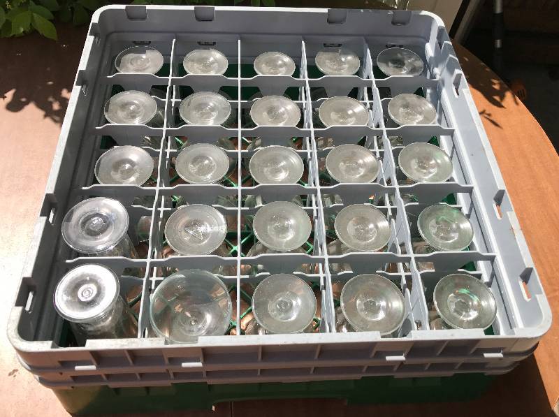 lot 2323 image: Huge Mixed Lot of Stem Ware - with Restaurant Bus Tray