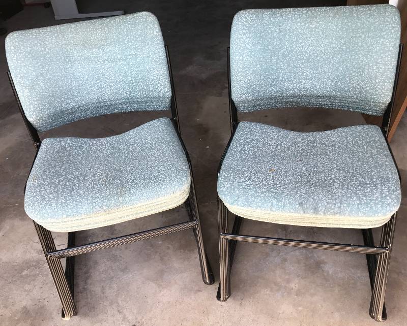 lot 2338 image: 12 Commercial Stacking Chairs with Metal Frames - Heavy Duty and Solid