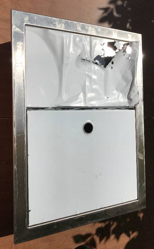 lot 2348 image: Stainless Steel Bathroom Trash Can - Recessed