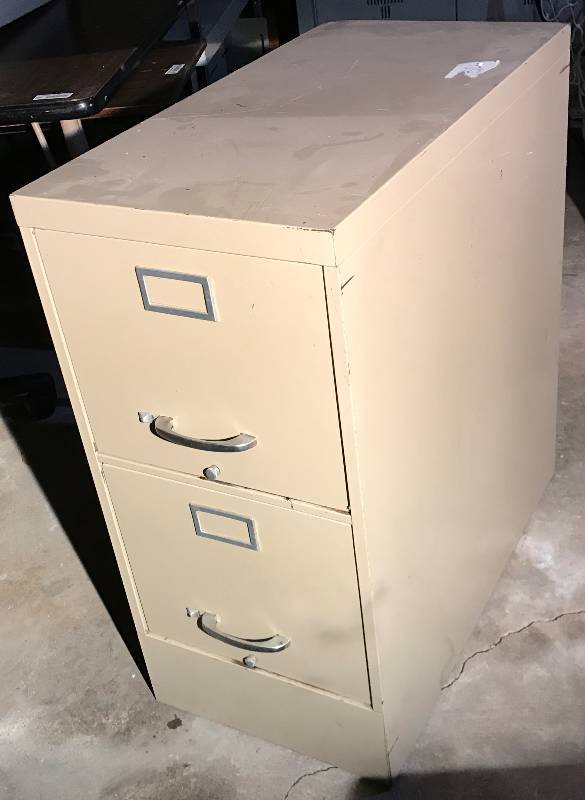lot 2035 image: 2 Drawer Heavy Filing Cabinet - 29 x 15 x 30.5 T