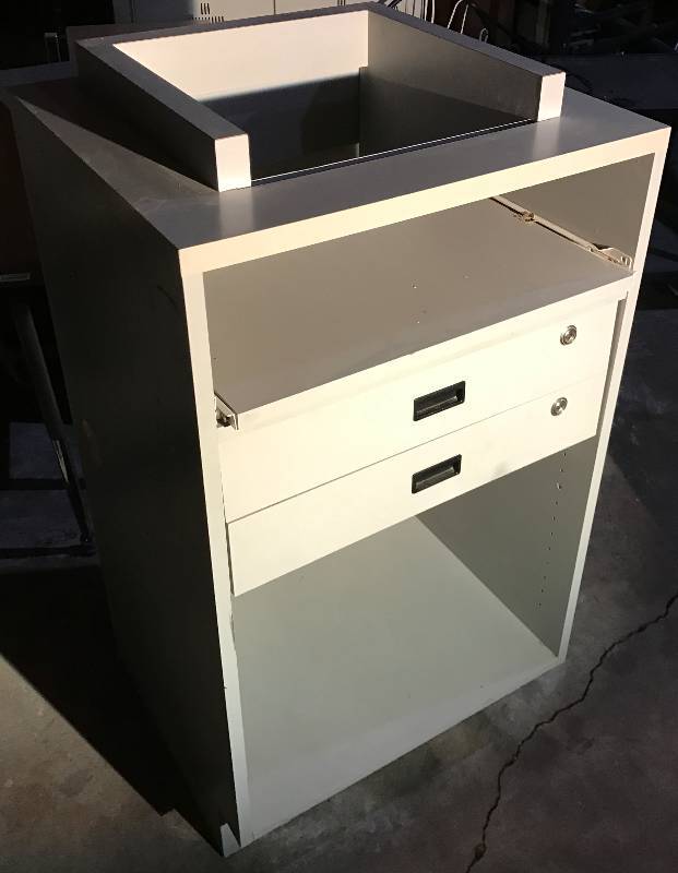 lot 2038 image: Computer Stand - Heavy Duty Removable Top - 2 Drawers