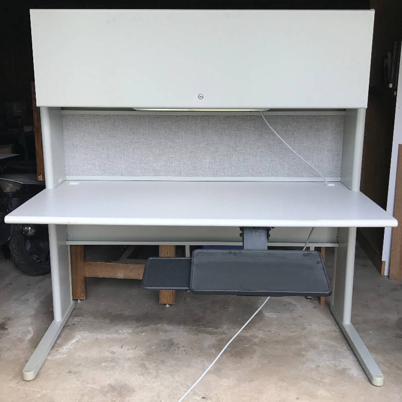 lot 2272 image: Huge Commercial Locking and Lighted Work Station with Storage - Works