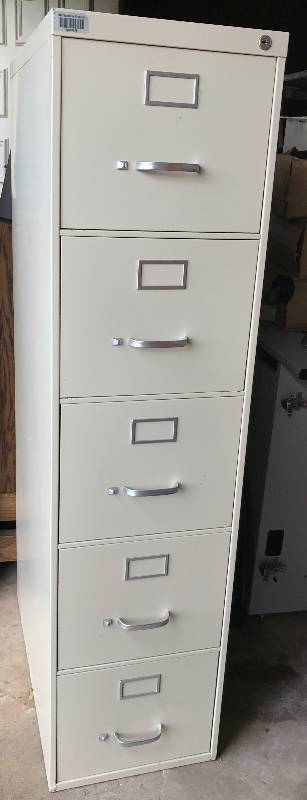 lot 2273 image: Super Nice 5 Drawer Locking Filing Cabinet