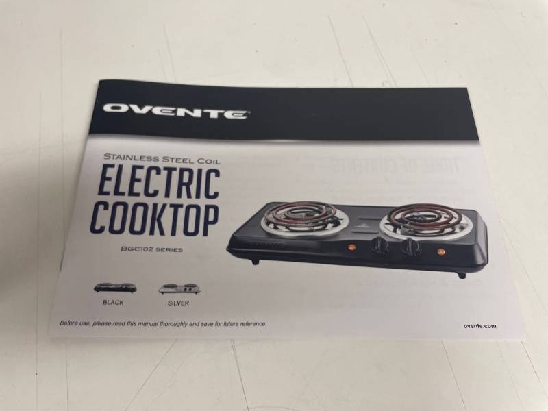 OVENTE Double Coil Burner 6 in. and 5.75 in. Black Hot Plate