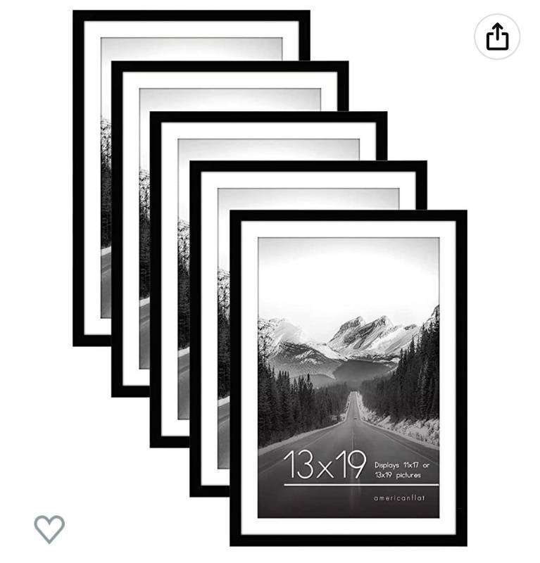 lot 61717 image: Americanflat Picture Frame in Black -Set of 5 Frames - stock photo approximate