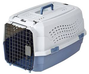 lot 60003 image: Amazon Basics 2-Door Top Load Hard-Sided Dog and Cat Kennel Travel Carrier, 23-Inch