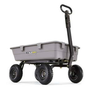 lot 60011 image: Gorilla Carts GOR5-COM Poly Garden Dump Cart with Steel Frame and 10 Pneumatic Tires 800 lb Capacity Grey