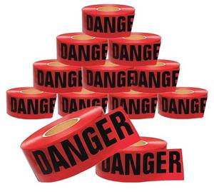 lot 60031 image: Cordova Safety Products - T15211 Pro Pack Danger Barricade Tape - Set of 12 Rolls - Each Roll Measures 3 x 1000 - Red, 31000 Red