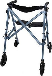 lot 60033 image: Able Life Space Saver Rollator, Lightweight Folding Mobility Rolling Walker for Seniors and Adults, 6-inch Wheels, Locking Brakes, and Padded Seat with Backrest, Cobalt Blue