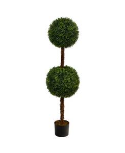 lot 60038 image: 4.5 Boxwood Double Ball Topiary Artificial Tree IndoorOutdoor