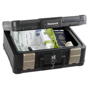 lot 60059 image: Honeywell Safes 0.24 Cu ft Waterproof 30-Minute Fire Chest Key Lock Fits A4 and Legal Size 1103