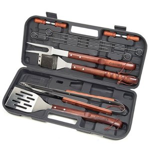 lot 60070 image: Cuisinart - Wooden Handle Tool Set (13-Piece) - Brown & Stainless Steel