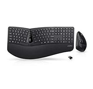 lot 60135 image: Perixx Periduo-605, Wireless Ergonomic Split Keyboard and separate 10-key pad Combo, Adjustable Palm Rest and Membrane Low Profile Keys, Black, US English Layout (Stock photo approximate)