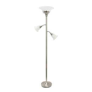 lot 60142 image: Elegant Designs - 3 Light Floor Lamp with Scalloped Glass Shades - Brushed Nickel