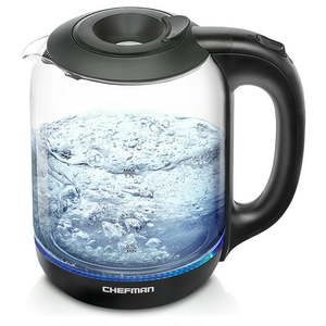 lot 60163 image: Chefman Easy Fill Electric Kettle 1.7-Liter Matte Black