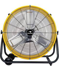 lot 60158 image: Tornado - 24 Inch High Velocity Heavy Duty Tilt Metal Drum Fan Yellow Commercial, Industrial Use 3 Speed 8540 CFM 13 HP 8 FT Cord UL Safety Listed